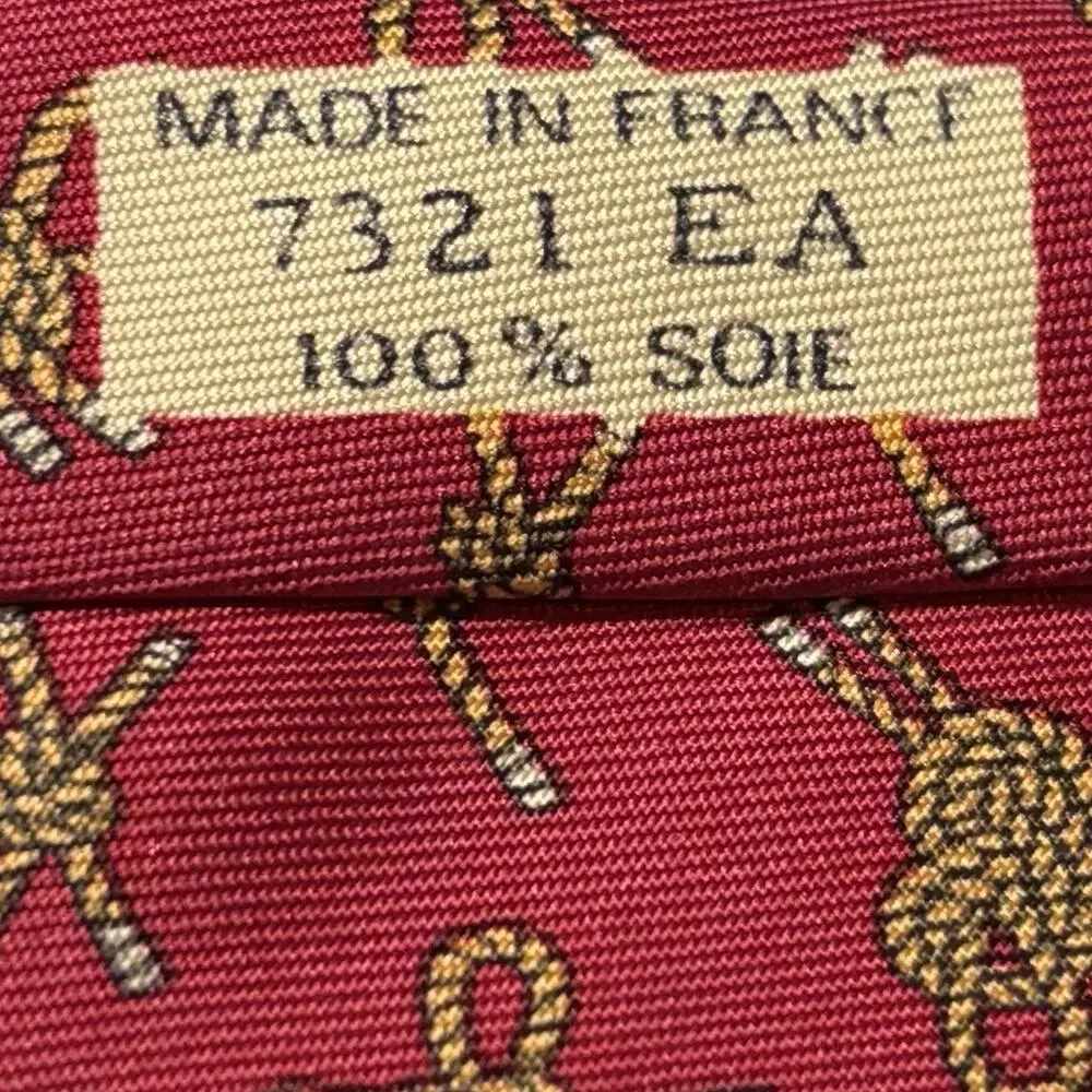 Vintage Hermes Silk Tie Nautical Sailor's Rope Knots 7321 EA Raspberry Pink